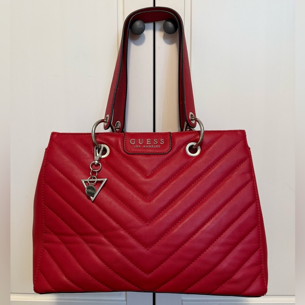 Guess Red Chevron Tote Bag
